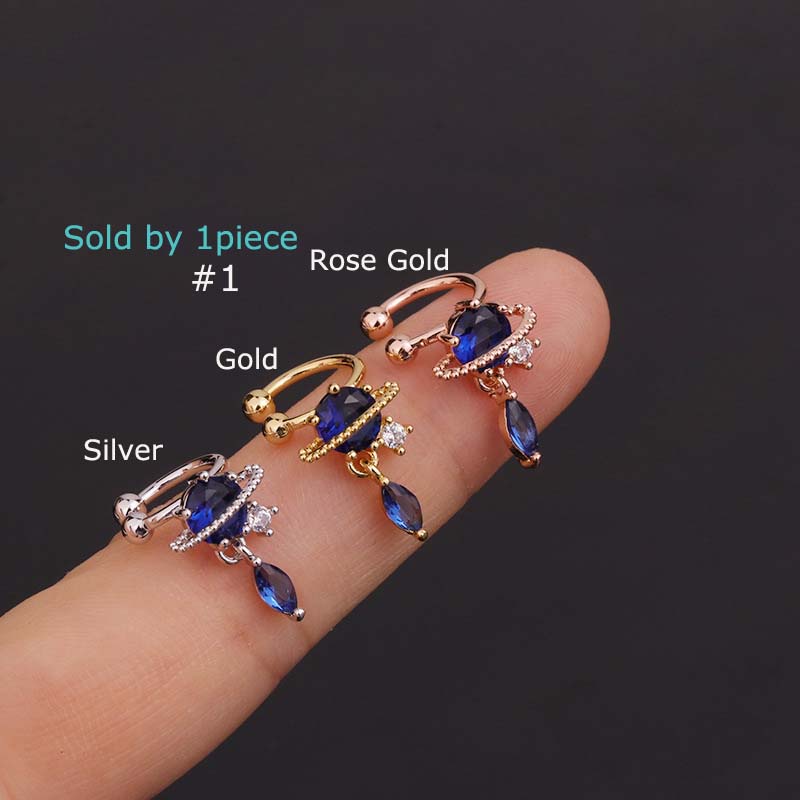 1 Khuyên Tai Mạ Vàng / Bạc Đính Đá Zircon Kích Thước 8mm thời trang