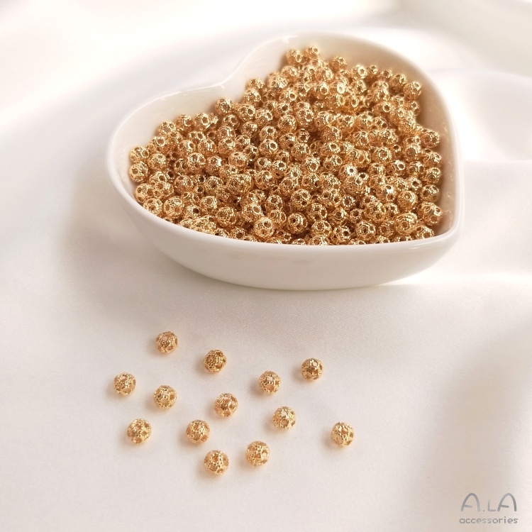 Bộ 20 Hạt Đồng Mạ Vàng 14K Làm Trang Sức Thủ Công DIY