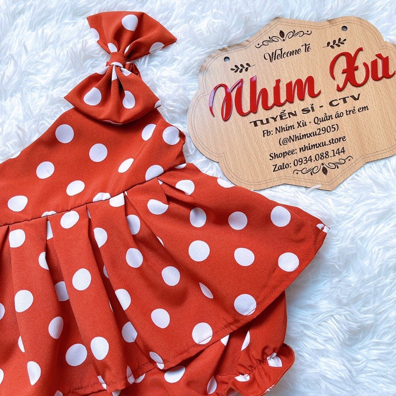 SET CHẤM BI CAM LỆCH VAI CHO BÉ (4-18kg)