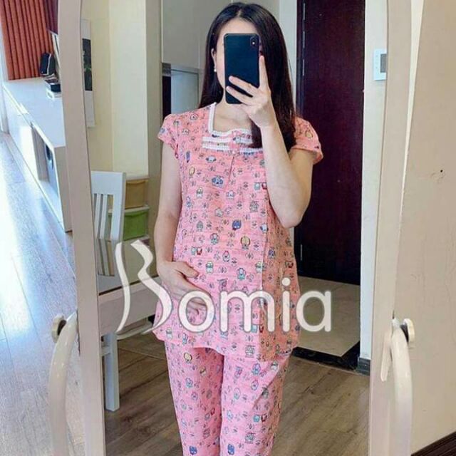Bộ bầu thô Kate chất mềm mịn mát thích hợp cho phụ nữ mang bầu và cho con bú với thiết kế ở áo có khóa kéo cho con ti
