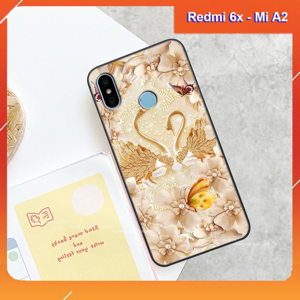 Ốp lưng Xiaomi REDMI 6X / MI A2  hình hình hoa, thiên nga, đẹp thời trang - CAO CẤP - SANG TRỌNG