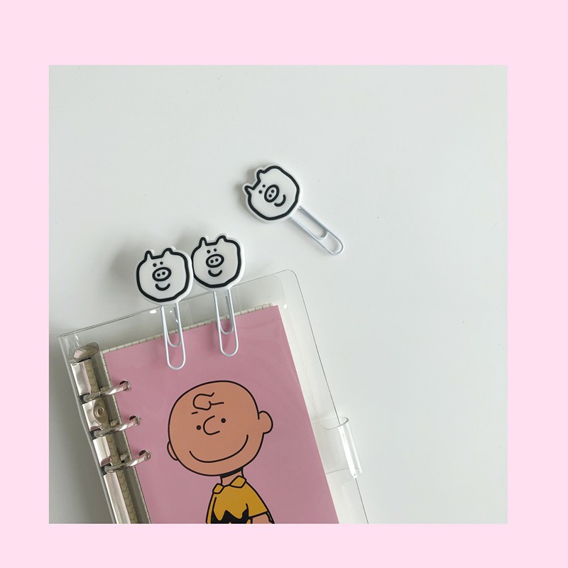 <24h delivery>W&G Korean cartoon pig pig avocado avocado student stationery bookmark silicone paper clip