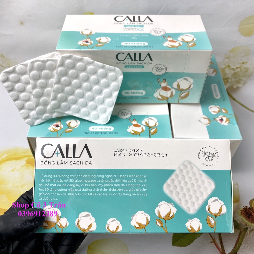 Bông Tẩy Trang Hạt Massage CALLA 80 Miếng/ Hộp