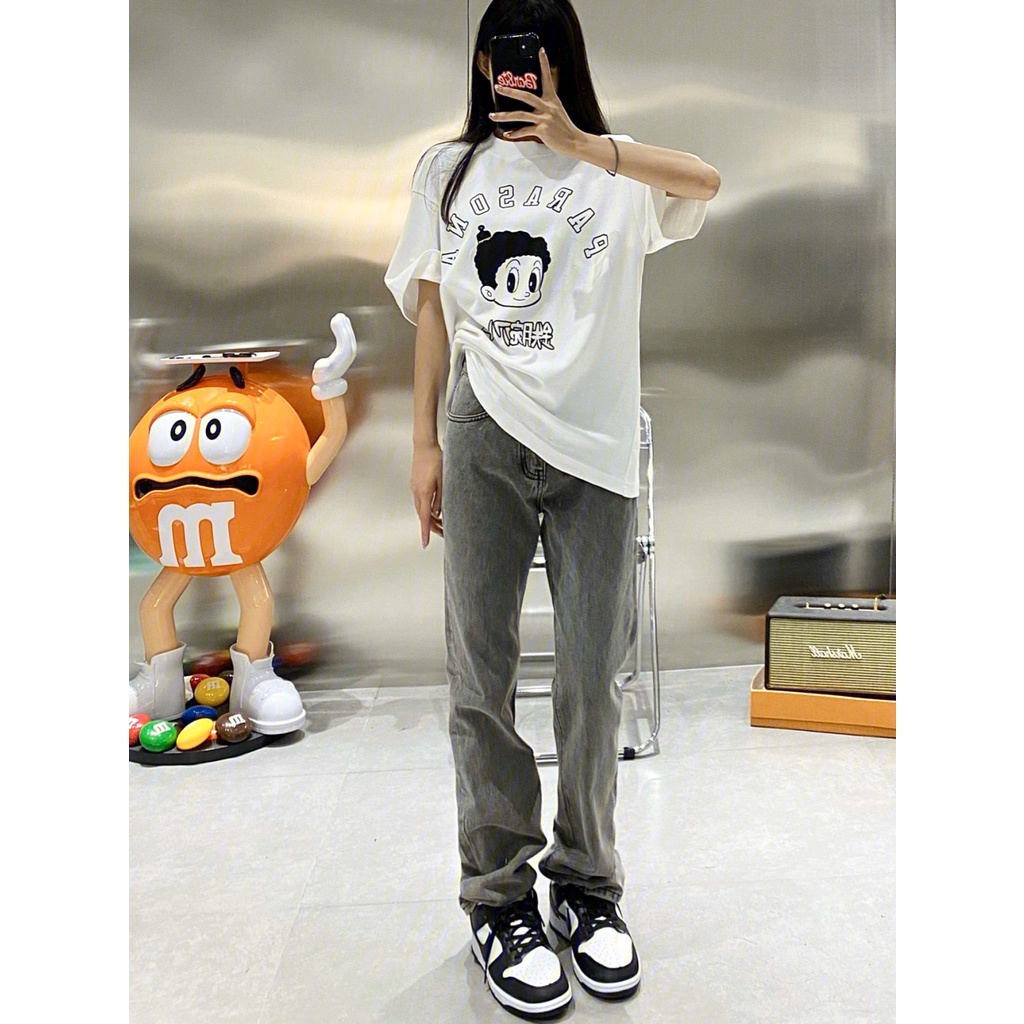 Quần Jean Lưng Cao Ống Suông Thời Trang Retro Đường Phố Mỹ Cho Nữ