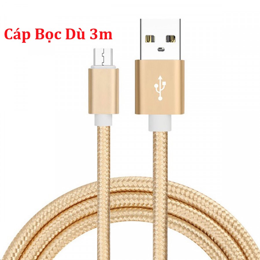 Cáp sạc nhanh chân MicroUSB dài 1m, 1.2m và 1.5m Dây sạc tốt cho các máy Androi