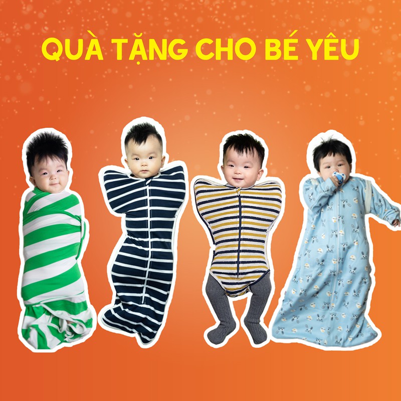 Quấn Chũn - Nhộng Chũn Sơ Sinh Tới 6 Tháng Giúp Bé Ngủ Ngon - Noonon QC01 và NCD03- Túi Ngủ Cho Bé Hè Không Tay