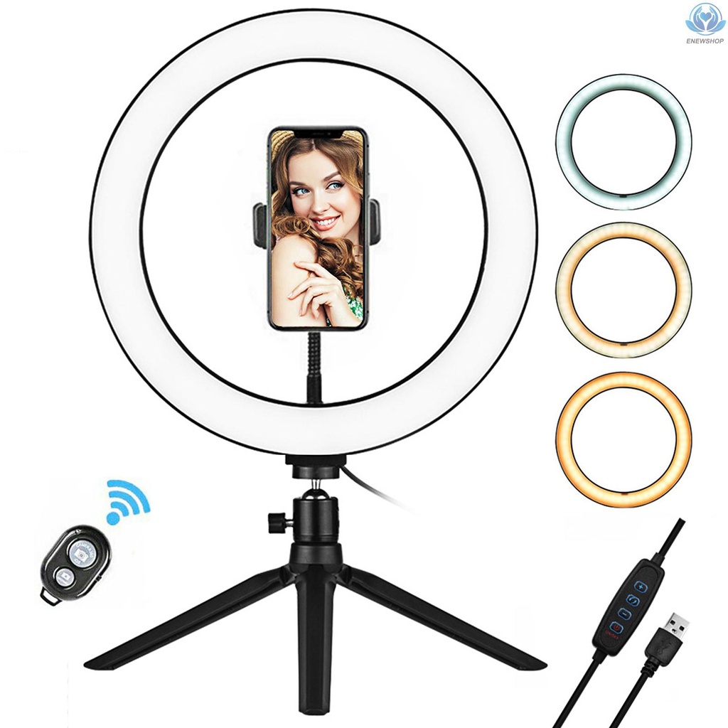 Vòng Đèn Led 10 Inch 3200k-5500k 3 Chế Độ Sáng Và 10 Cấp Độ Sáng Điều Khiển Từ Xa Kèm Giá Đỡ Điện Thoại Cho Chụp Ảnh | BigBuy360 - bigbuy360.vn