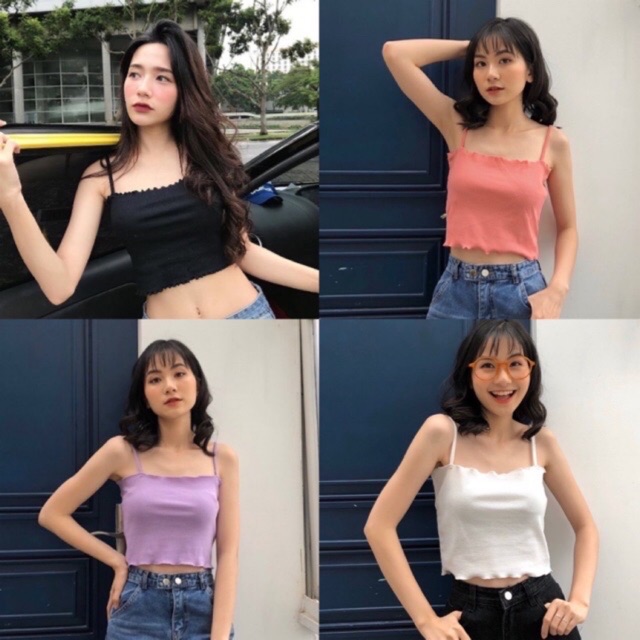 Áo croptop HAI DÂY CUỐN BIÊN