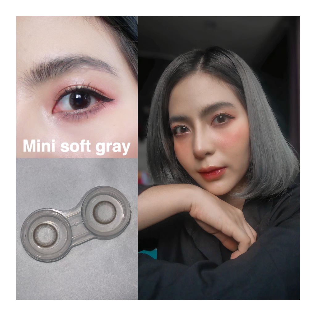 Lens Xám Tự Nhiên MINI SOFT GRAY Ẩm Cao 55% HSD 6 Tháng Không Giãn Phù Hợp Đi học Đi Làm Cho Mắt Nhạy Cảm