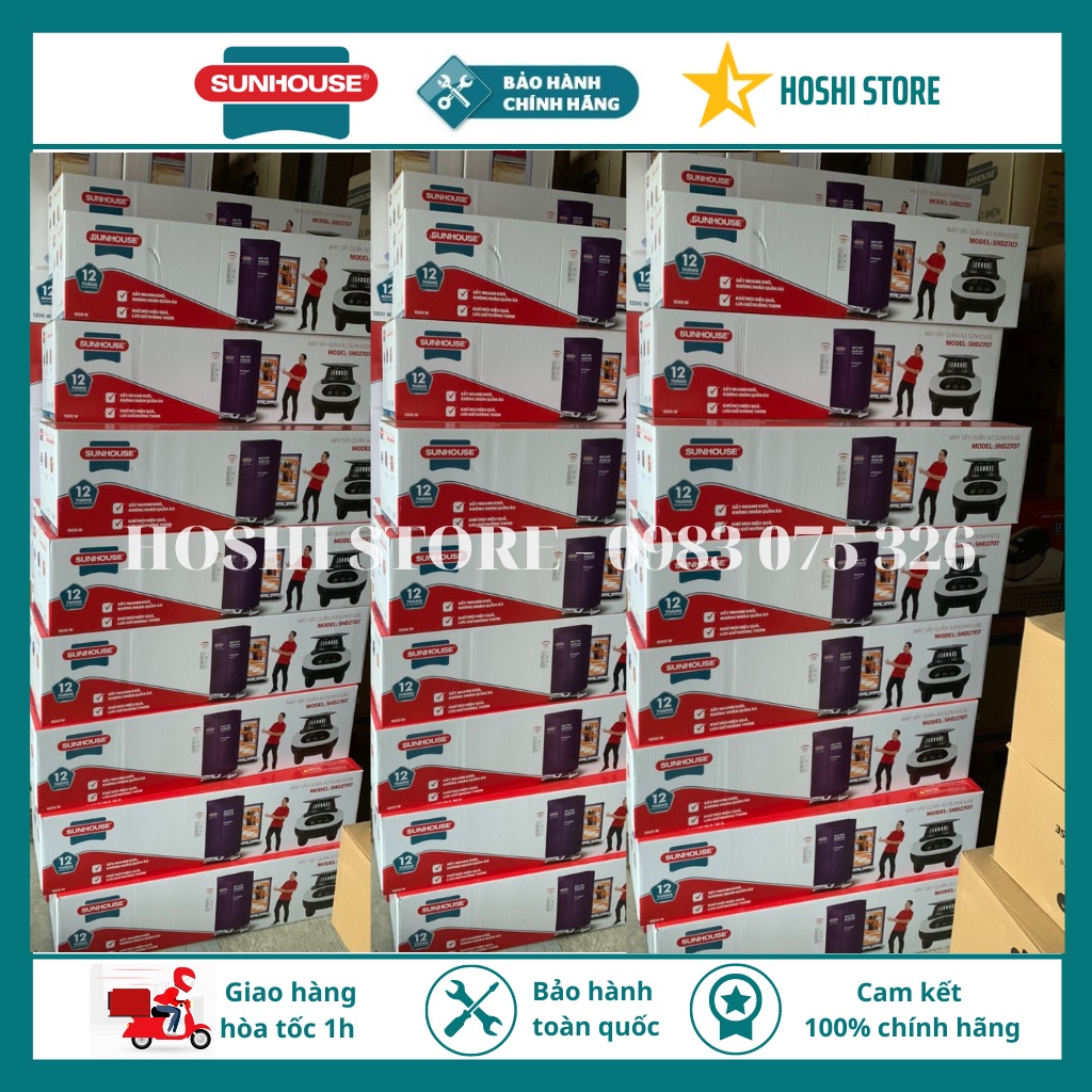 [CHÍNH HÃNG] Máy sấy quần áo, tủ sấy quần áo SUNHOUSE SHD2707, diệt khuẩn khử mùi, sấy nhanh , bảo hành 12 tháng