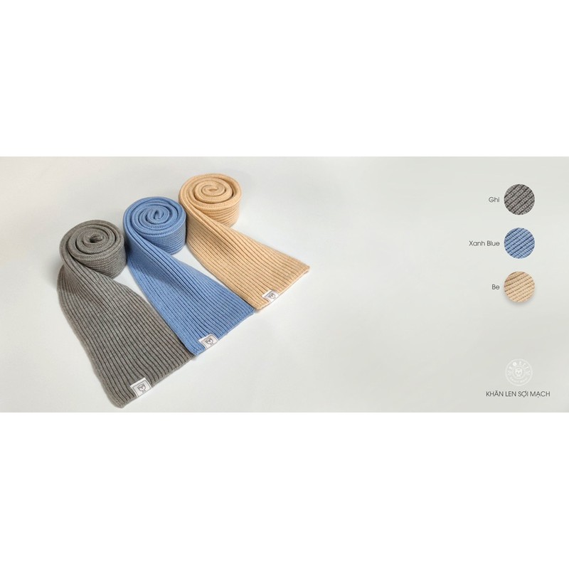 HRNEE ! khăn len sợi mạch cho các bé từ 6m-10 tuổi. 3 màu siêu đẹp : ghi, xanh nhạt và be. các bé sẽ vô cùh thích thú.