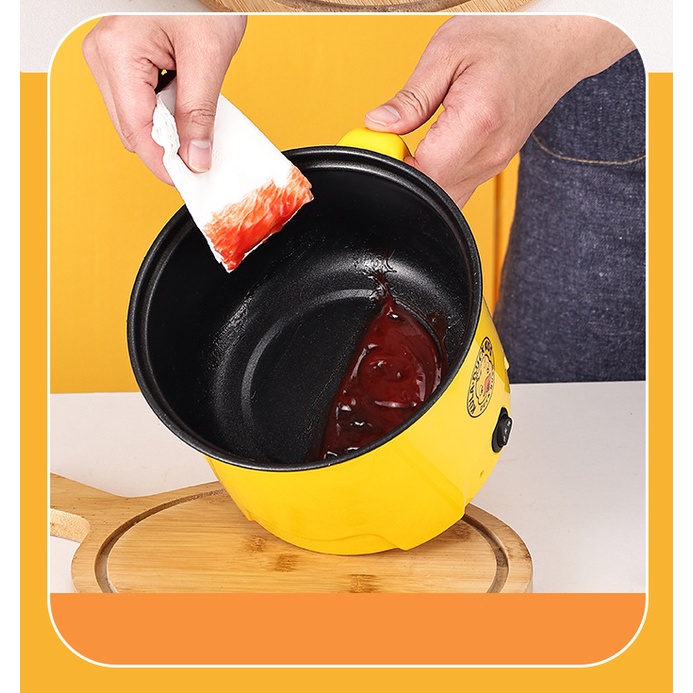 Nồi Lẩu Điện Mini TEWI 2 NẤC NHIỆT Đa Năng Vịt Vàng Dung Tích 1.8L, Nồi Lẩu 2 Tầng Chống Dính Kèm Giá Hấp Tiện Dụng
