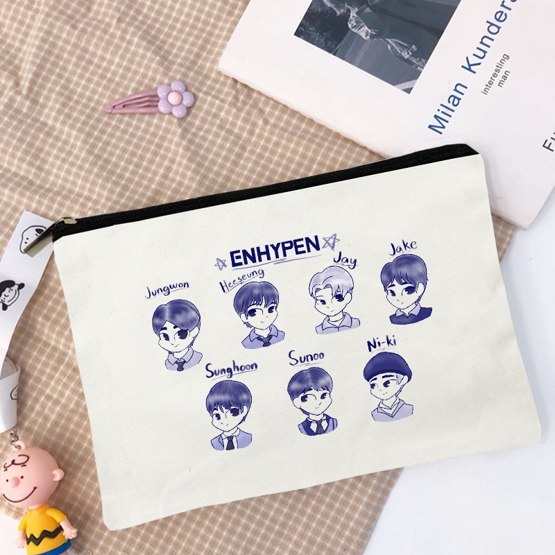 ❤Bút Chì enhypen ❤ Túi Đựng Bút Bằng Vải canvas In Hình Thời Trang Ốp