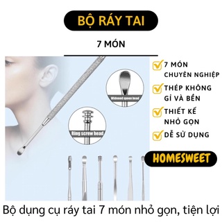 Dụng Cụ Lấy Ráy Tai - Bộ Vệ Sinh Tai 7 Món, Lấy Ráy Tai Khô, Ẩm Ướt, Nén Chặt 5785