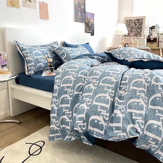 Bộ Drap & Chăn Phao Cotton Poly Dior Xanh