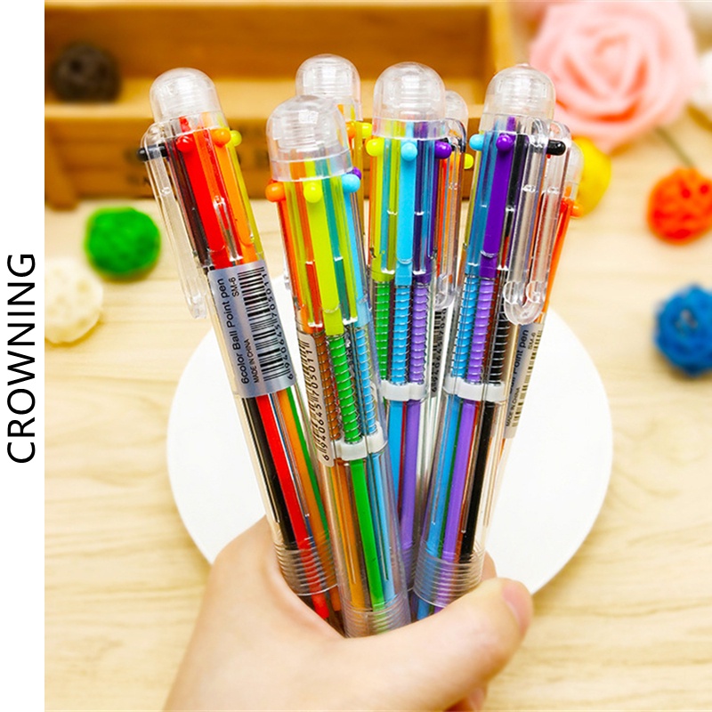 Bút Bi 6 Trong 1 Nhiều Màu Sắc/Xanh/Đen/Xanh Dương/Tím/Tím F703