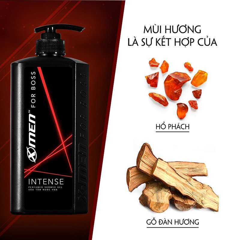 Sữa tắm nước hoa Xmen For Boss Intense 650g tặng kèm dầu gội nước hoa