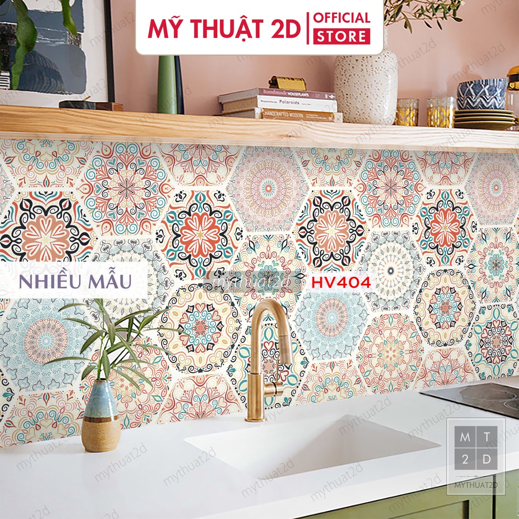 Decal Dán Bếp, Tường, Nhà Tắm - Hoa Văn Gạch Bông Cb1605, Set 1 Mét Dài