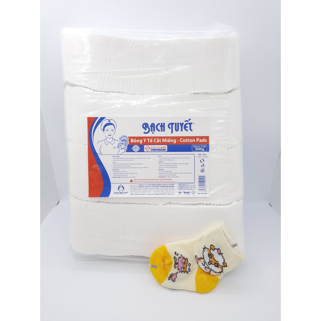 BÔNG CẮT BẠCH TUYẾT 1KG (7X7 CM) tặng 1 đôi vớ cho bé