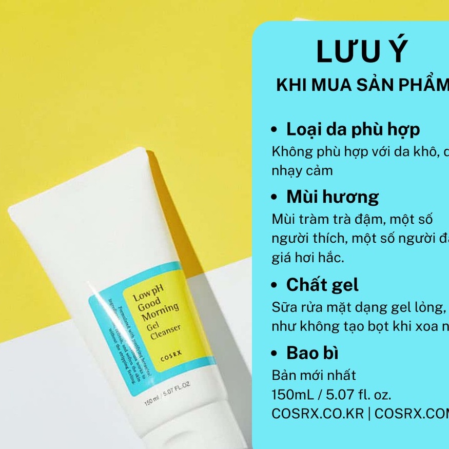 Sữa rửa mặt Cosrx Low PH Good Morning Gel Cleanser dạng gel chiết xuất từ dầu cây trà - AILEE COSMETIC - AC14 | BigBuy360 - bigbuy360.vn
