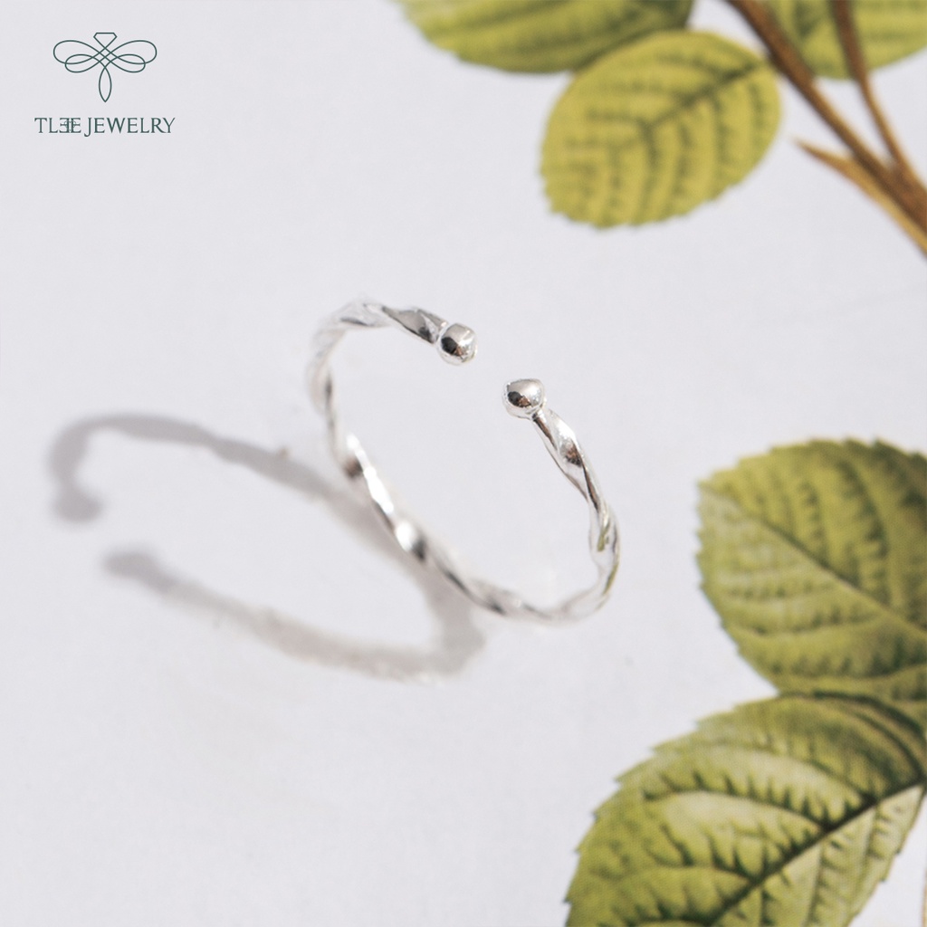 Nhẫn bạc nữ TLEE dáng xoắn trơn basic bản nhỏ cá tính NCJ A0218