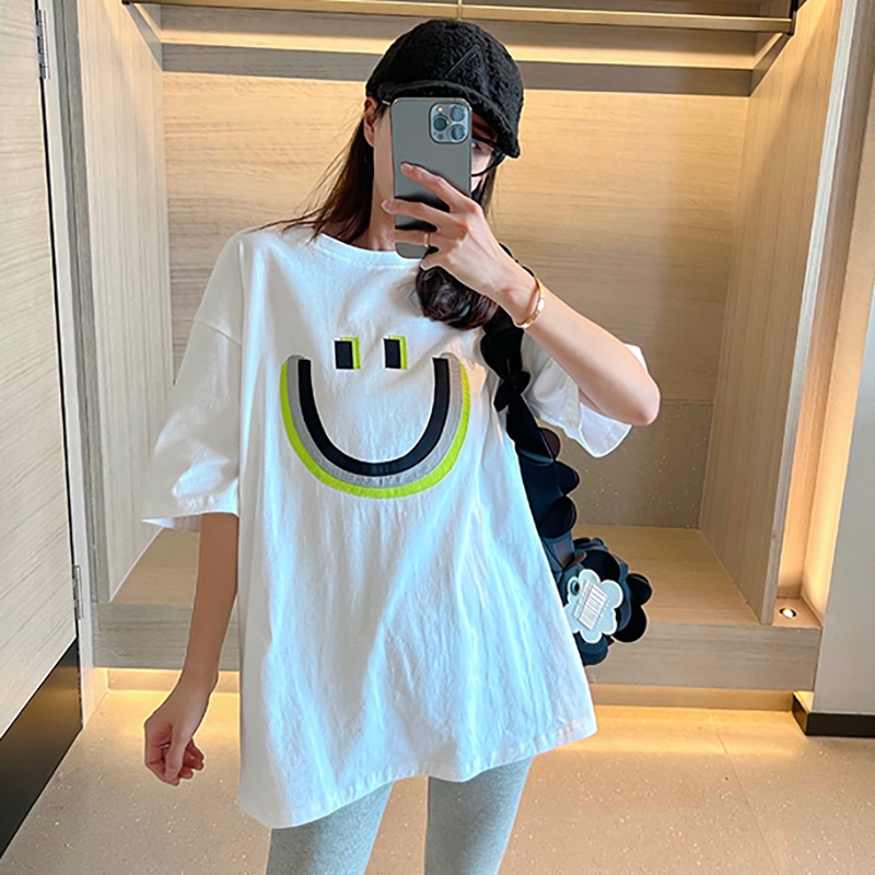 NRVP Áo thun tay ngắn cổ tròn 100% cotton thời trang phong cách Hàn Quốc cho nữ