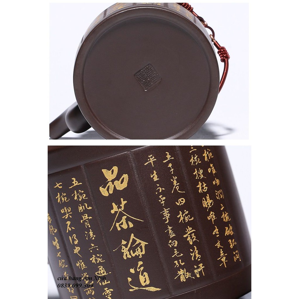 Ấm Tử Sa Nghi Hưng Đề Lương 700 ml vẽ Bát Nhã Tâm Kinh (700 ml)