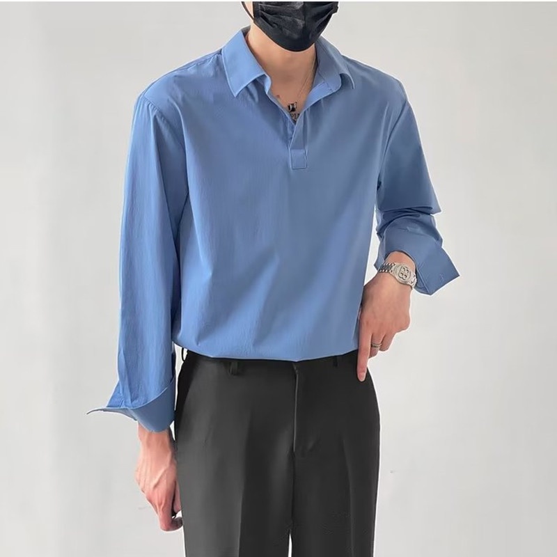 Áo Sơ Mi Tay Dài Dáng Rộng Phong Cách Hàn Quốc Thời Trang Mùa Thu Cho Nam Giới Có 3 Màu Size M-2XL