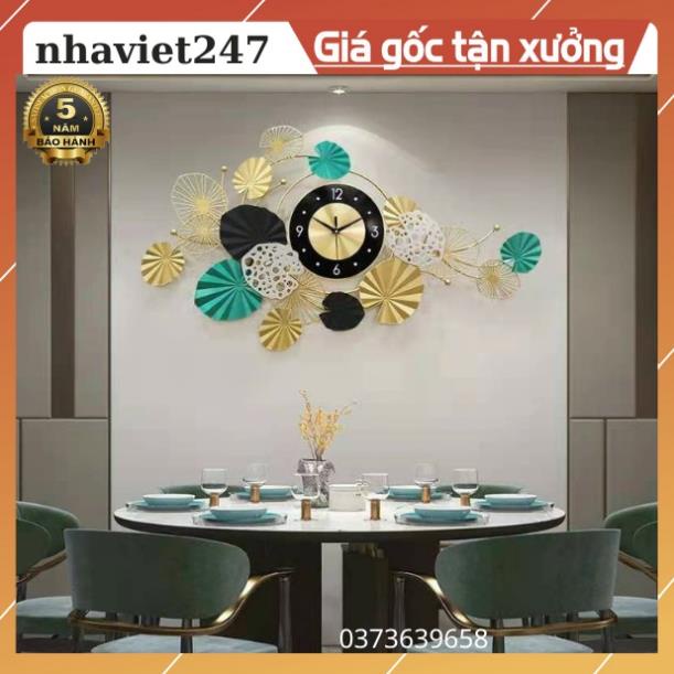 Đồng Hồ Treo Tường Trang Trí Đẹp,Hoạ Tiết lá Sen Mã 2910-Thân Kim Loại Mạ,Qùa Tặng Đẹp,Giá Rẻ-Ý Nghĩa-Bảo Hành 5 Năm