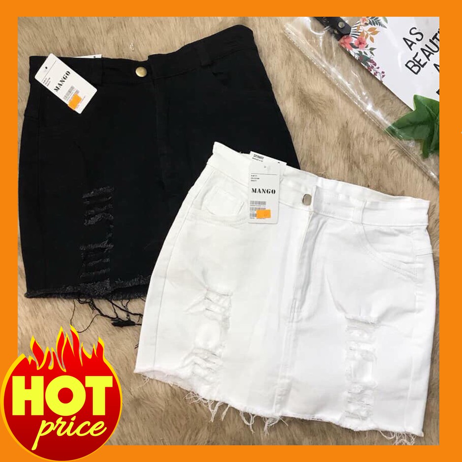 Chân Váy Jean Rách 2 màu Trắng và Đen [ Clip + Hình Thật ] - Chân váy jean - Tashop - 25 | BigBuy360 - bigbuy360.vn