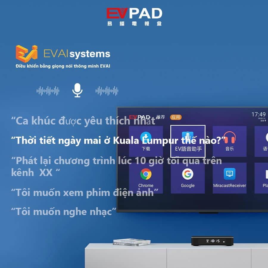 Combo 02 Tivi box EVPAD 5P Có Remote hỗ trợ Voice  Độ phân giải 6K Hơn 1000 kênh truyền hình hàng đầu các nước  Miễn phí