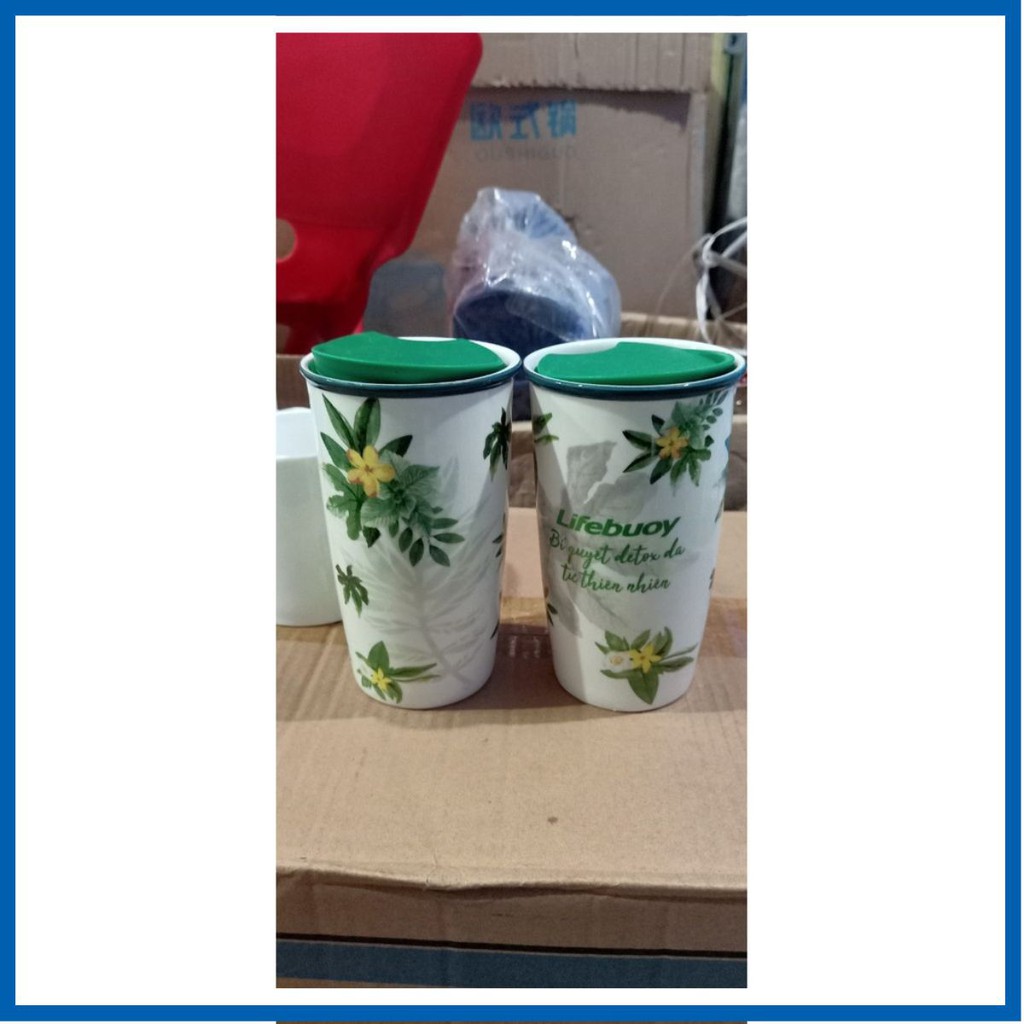 sỉ combo 2 cốc sứ cao có nắp(km)600ml