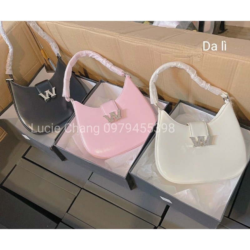 Túi Wangg kẹp nách mẫu mới hồng, đen, trắng, xanh da bóng, da lì, đá