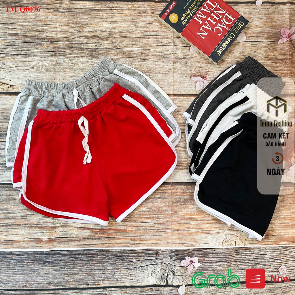 Quần đùi nữ MIA 1992 cao cấp - Quần short nữ Umi da cá cạp chun lưng cao viền kẻ sọc bắt mắt