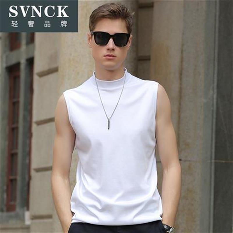 Áo Thun cotton Không Tay Cổ Cao Màu Trơn Thời Trang Mùa Xuân Dành Cho Nam Giới jerry888.my 9.19