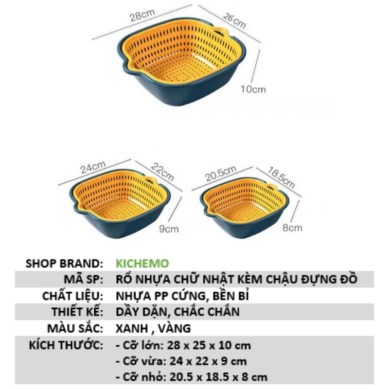 Bộ rổ nhựa chữ nhật đựng đồ 6 món nhựa PP cứng cáp an toàn