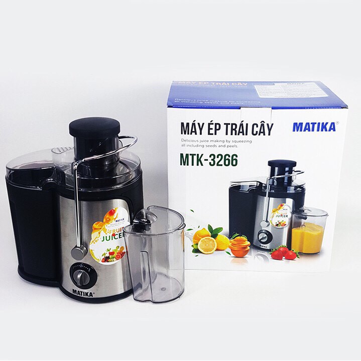 Máy ép trái cây Matika MTK-3266 sử dụng công nghệ ly tâm tạo nước ép ngay lập tức (Màu ngẫu nhiên)
