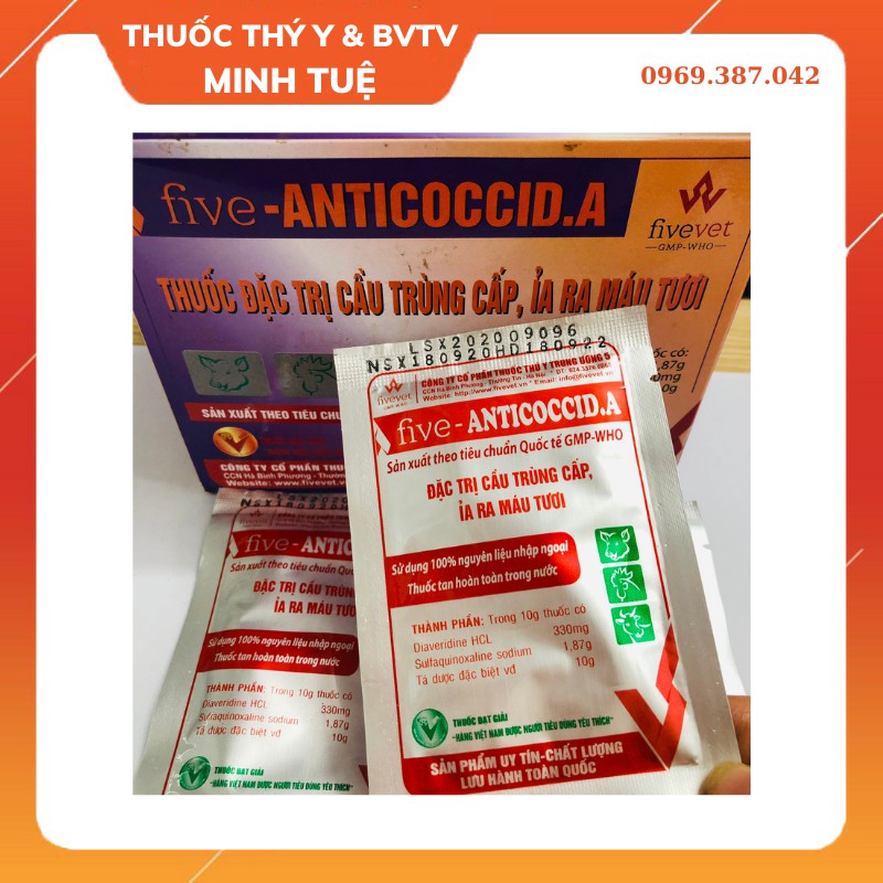Five-anticoccid.a - Đặc trị cầu trùng cấp, ỉa ra máu tươi - Thuốc Thú Y &amp; BVTV Minh Tuệ