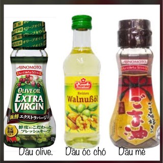 Combo dầu mè, olive, óc chó cho bé