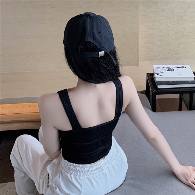 Áo Lót Nữ Bra Tập Gym Thể Thao Len Tăm Hàn Kết Hợp Với Vest Khoác Ngoài Thanh Lịch V90 | BigBuy360 - bigbuy360.vn