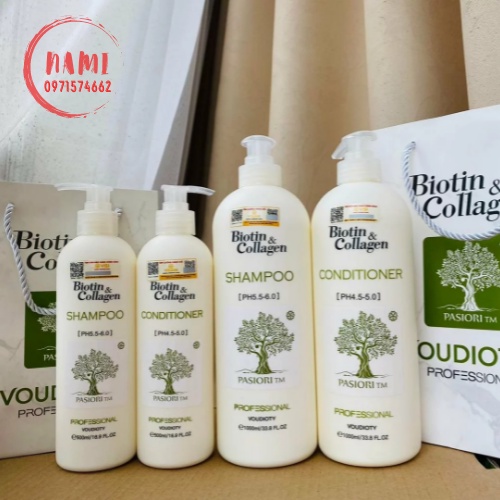 Cặp Dầu Gội Xả Biotin Collagen Trắng.Giảm Rụng Tóc,Phục Hồi Tóc Khô Xơ, Hư Tổn, Kích Thích Mọc Tóc