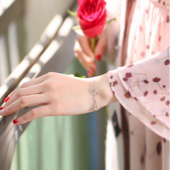Vòng tay free size mèo con và chuông nhỏ đáng yêu VTAY07