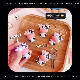 Móc Khoá Hình Bò Sữa Có Đèn Led Chiếu Sáng và Âm Thanh