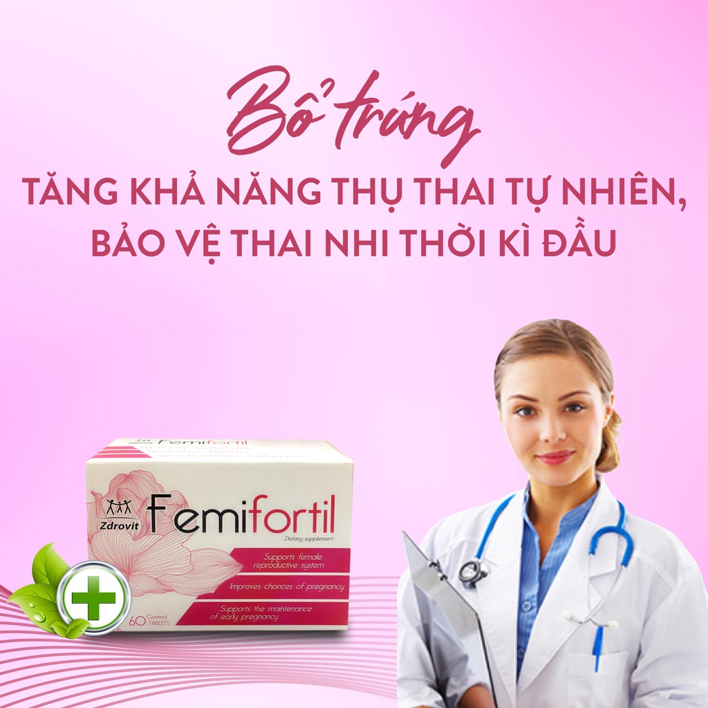 Viên uống bổ trứng Femifortil dành cho phụ nữ 60 viên