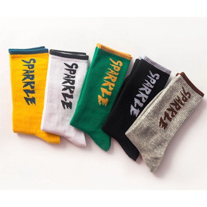 Vớ Tất cao cổ thể thao chữ SPARKLE Nam Nữ phong cách trẻ trung, cá tính, năng động.