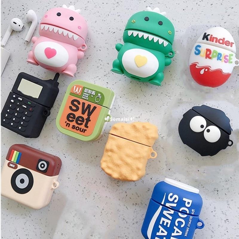 Vỏ Bảo Vệ Hộp Sạc Tai Nghe Airpods 2 1 Không Dây Chất Liệu Silicon Mềm Hình Rồng 3D Vui Nhộn | Semaisi