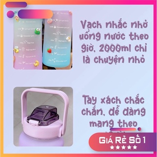 Bình Đựng Nước 2L Dễ Thương Có Vạch Báo Giờ Uống Nước(không tặng kèm tikker)