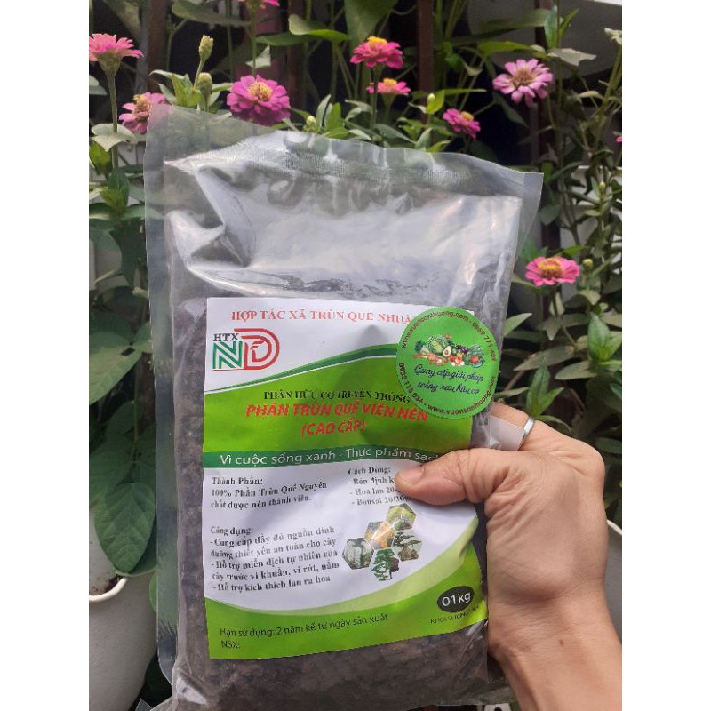 Gói 1kg Phân Trùn Viên Nén Nguyên Chất HTX NHUẬN ĐỨC, Nguyên Liệu Hữu Cơ, Cung Cấp dinh dưỡng Cho Lan, Rau, Củ Quả,..