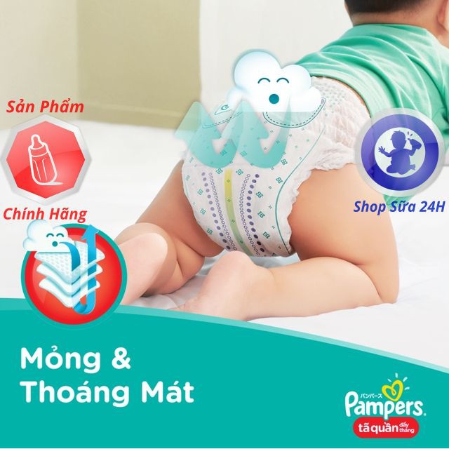 Tã/Bỉm quần Pampers Giữ Dáng Mới Gói Lớn S52/M40/L36/XL32/XXL28