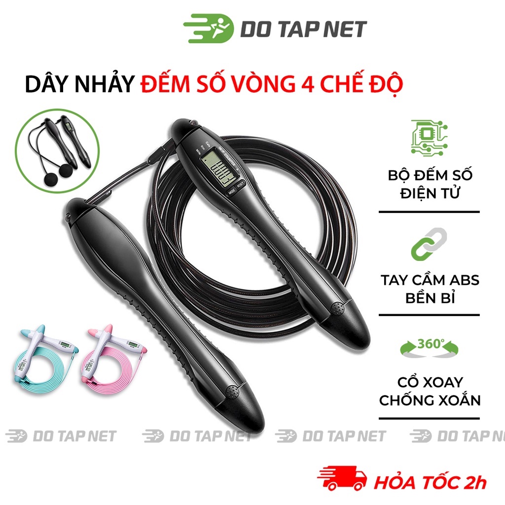 Dây Nhảy Đếm Vòng, Dây Nhảy Tập Thể Dục Đếm Số Vòng Nhảy Tích Hợp Đo Calo, Quãng Đường